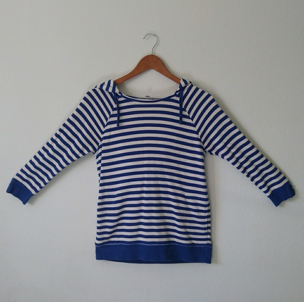 Blue and White Striped Hoodie